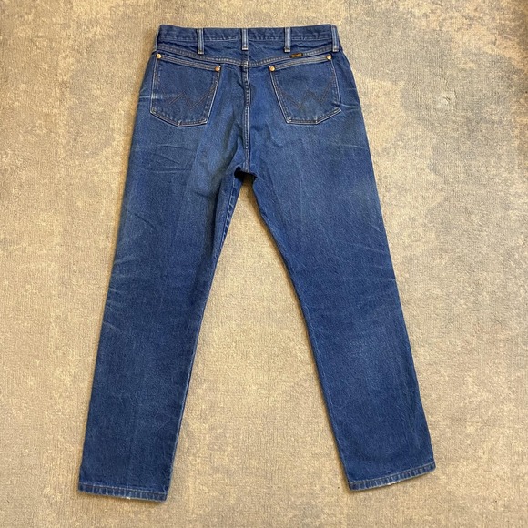 Wrangler Jeans Mens 36x32 Blue 13MWZ Cowboy Cut Denim Straight Leg Western - Picture 10 of 14